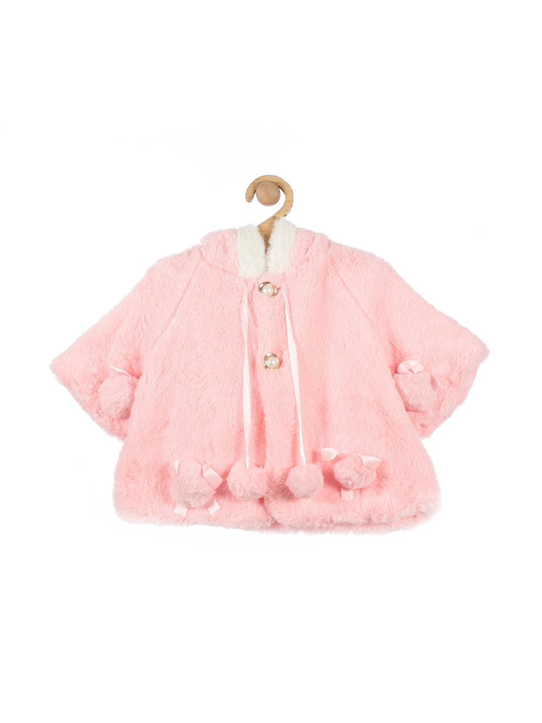 

Lil Lollipop Girls Pink & White Embellished Button Shrug