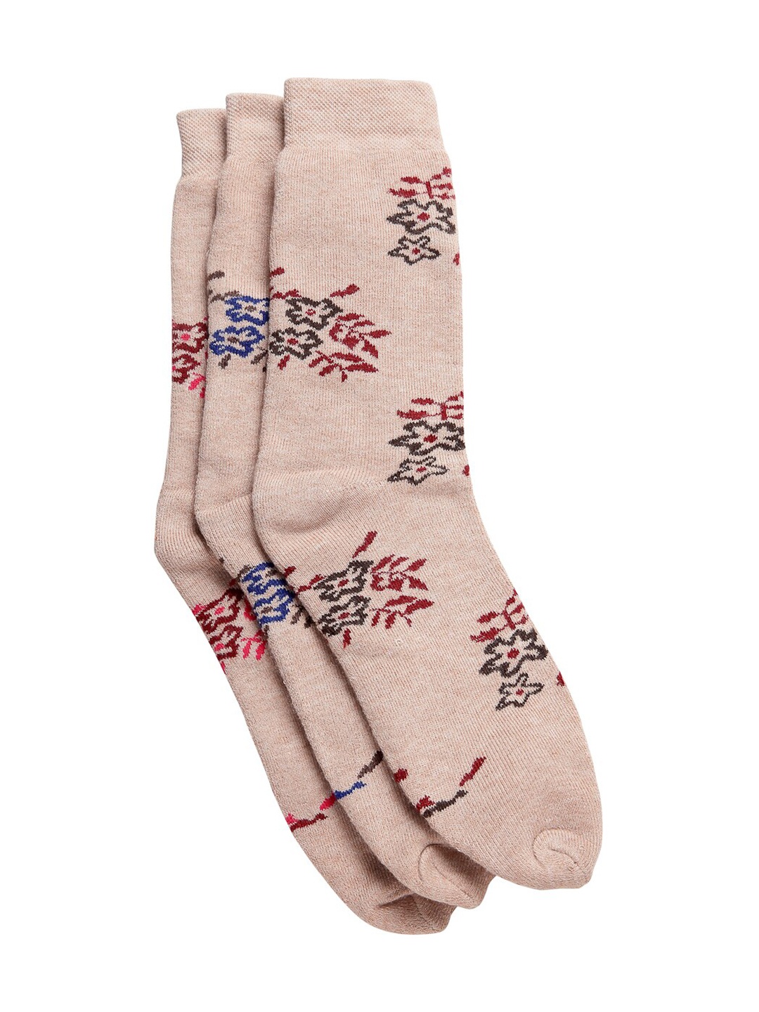 

Texlon Women Pack Of 3 Beige Patterned Calf-Length Socks