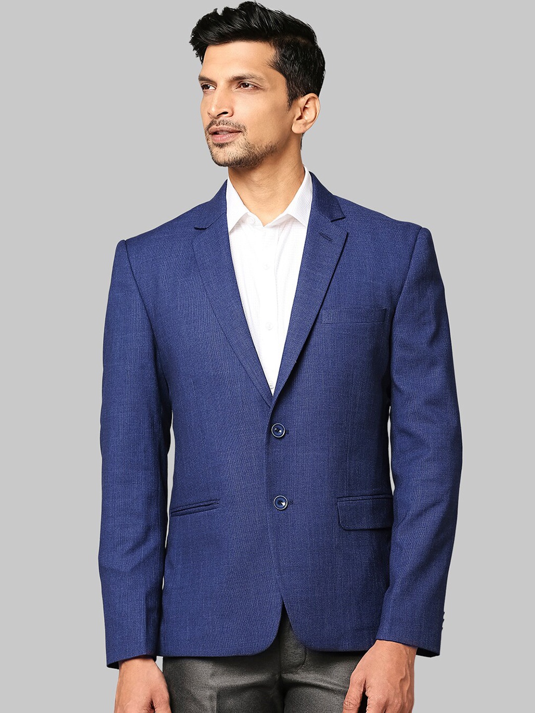 

Park Avenue Men Blue Solid Super Slim-Fit Single Breasted Blazer