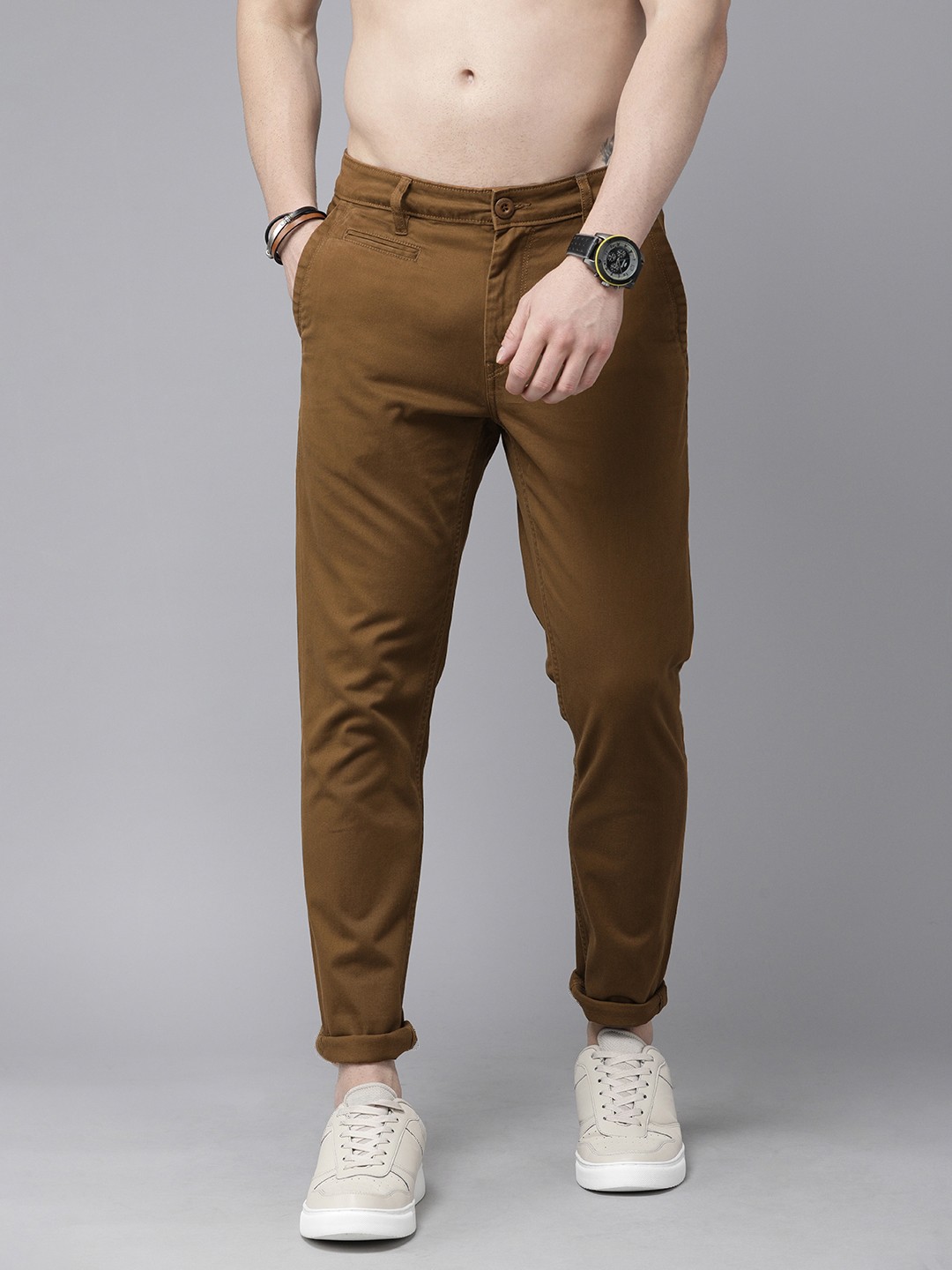 

The Roadster Lifestyle Co Men Brown Chinos Trousers