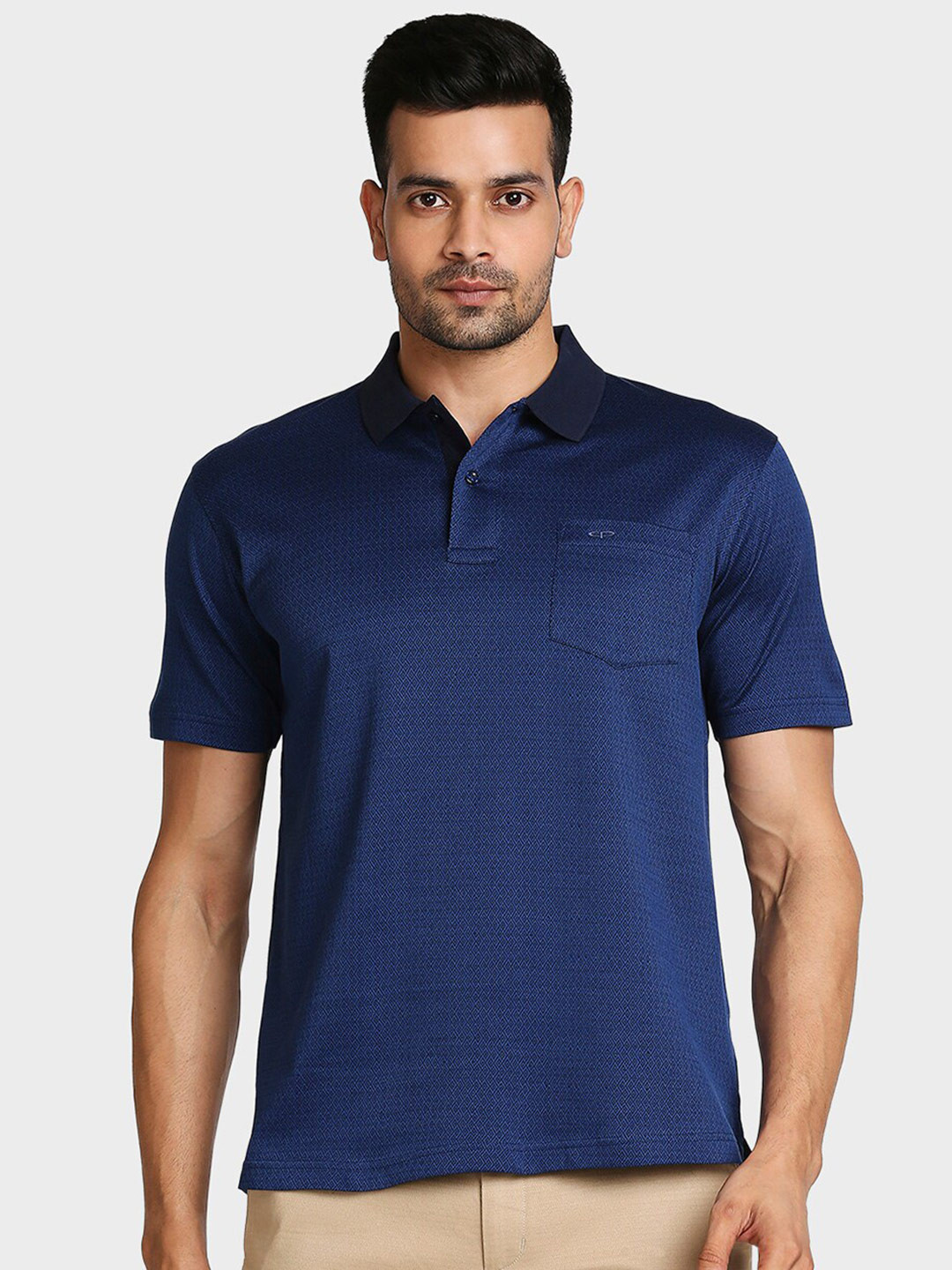 

ColorPlus Men Blue Polo Collar T-shirt