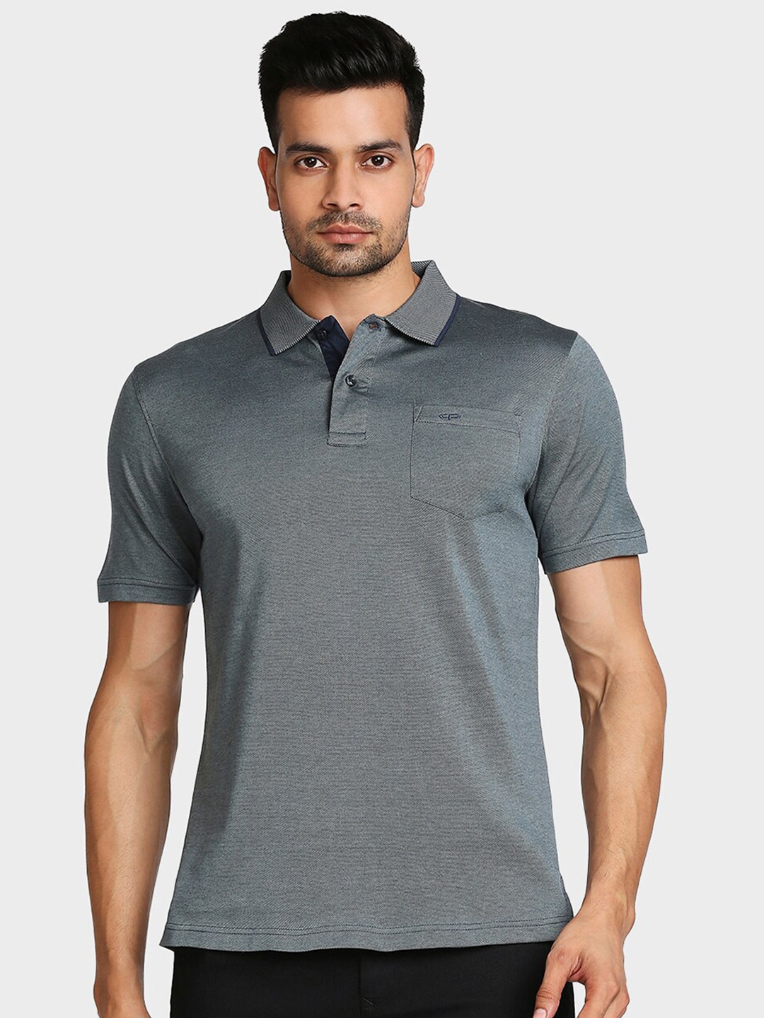 

ColorPlus Men Blue Printed Polo Collar T-shirt