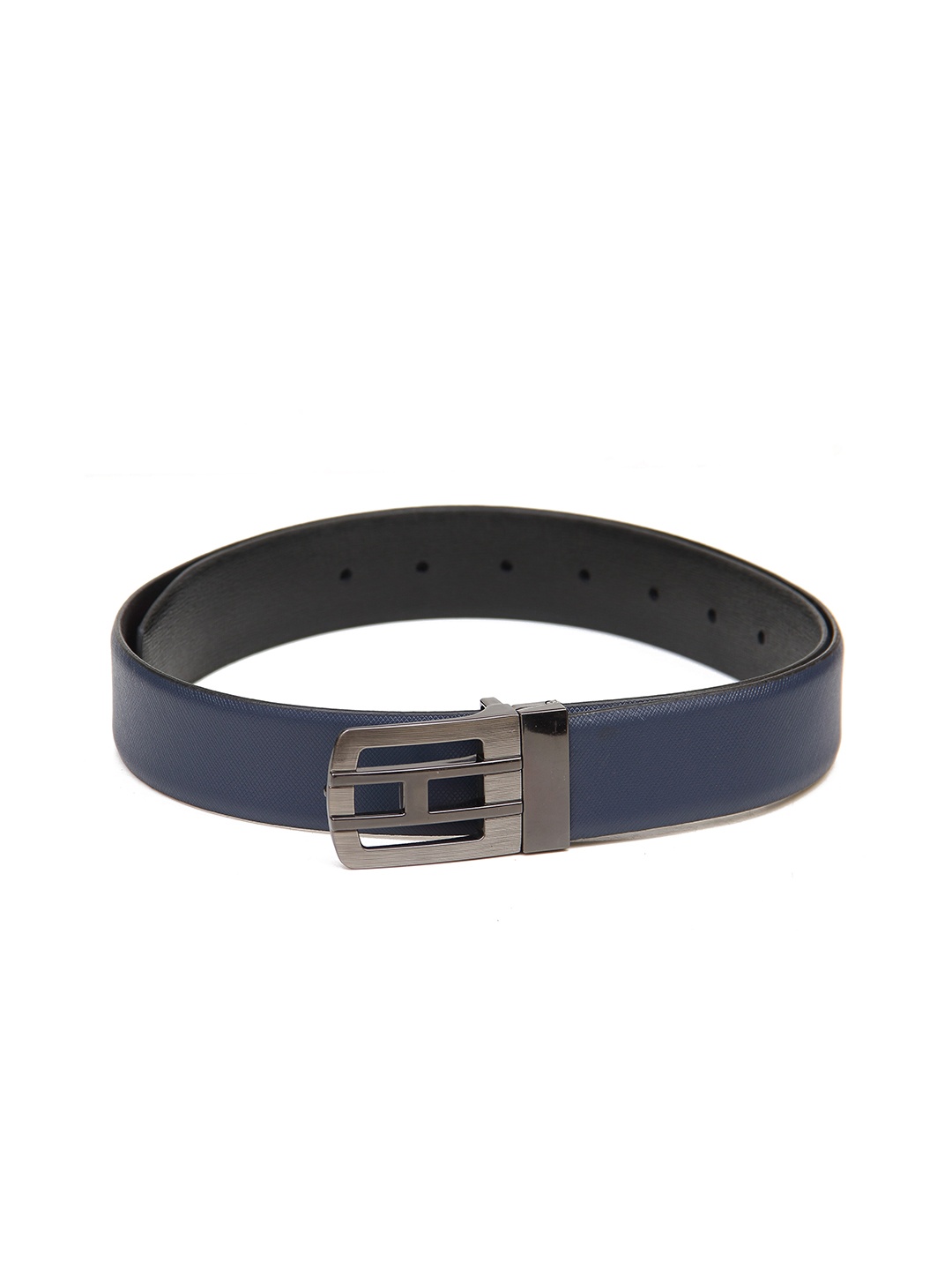 

Calvadoss Men Blue & Brown Textured Genuine Leather Reversible Formal Belt