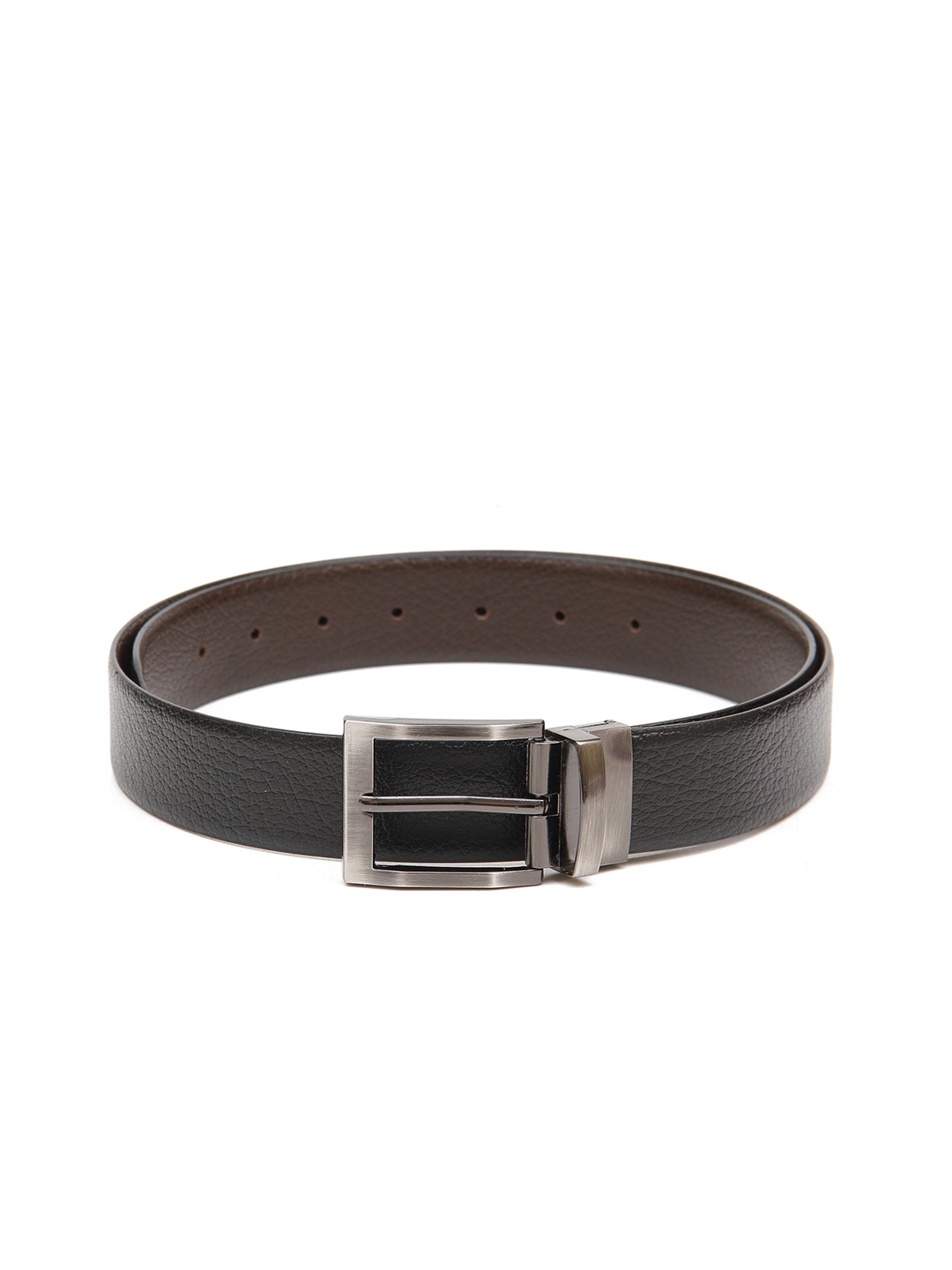 

Calvadoss Men Black & Brown Textured Genuine Leather Reversible Formal Belt