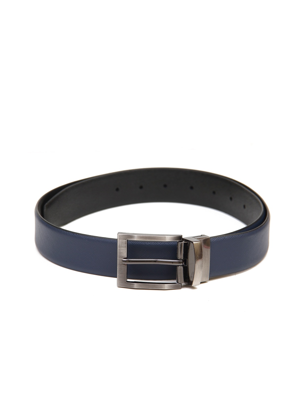 

Calvadoss Men Blue Textured Leather Reversible Formal Belt