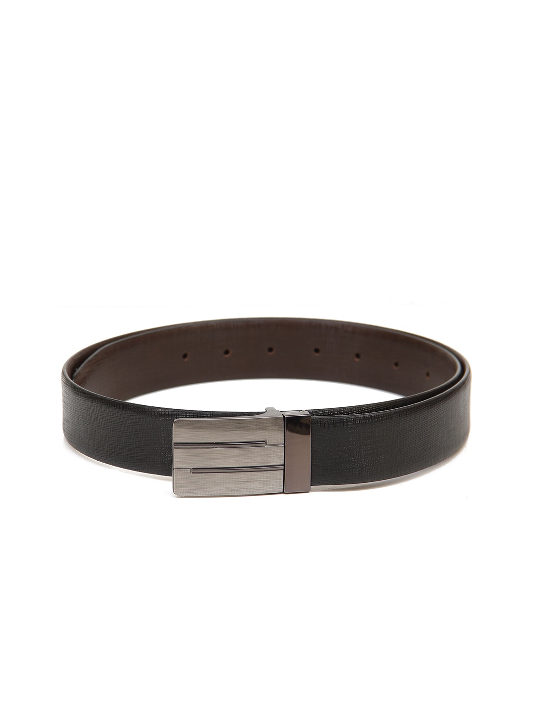 

Calvadoss Men Black Textured Leather Reversible Formal Belt