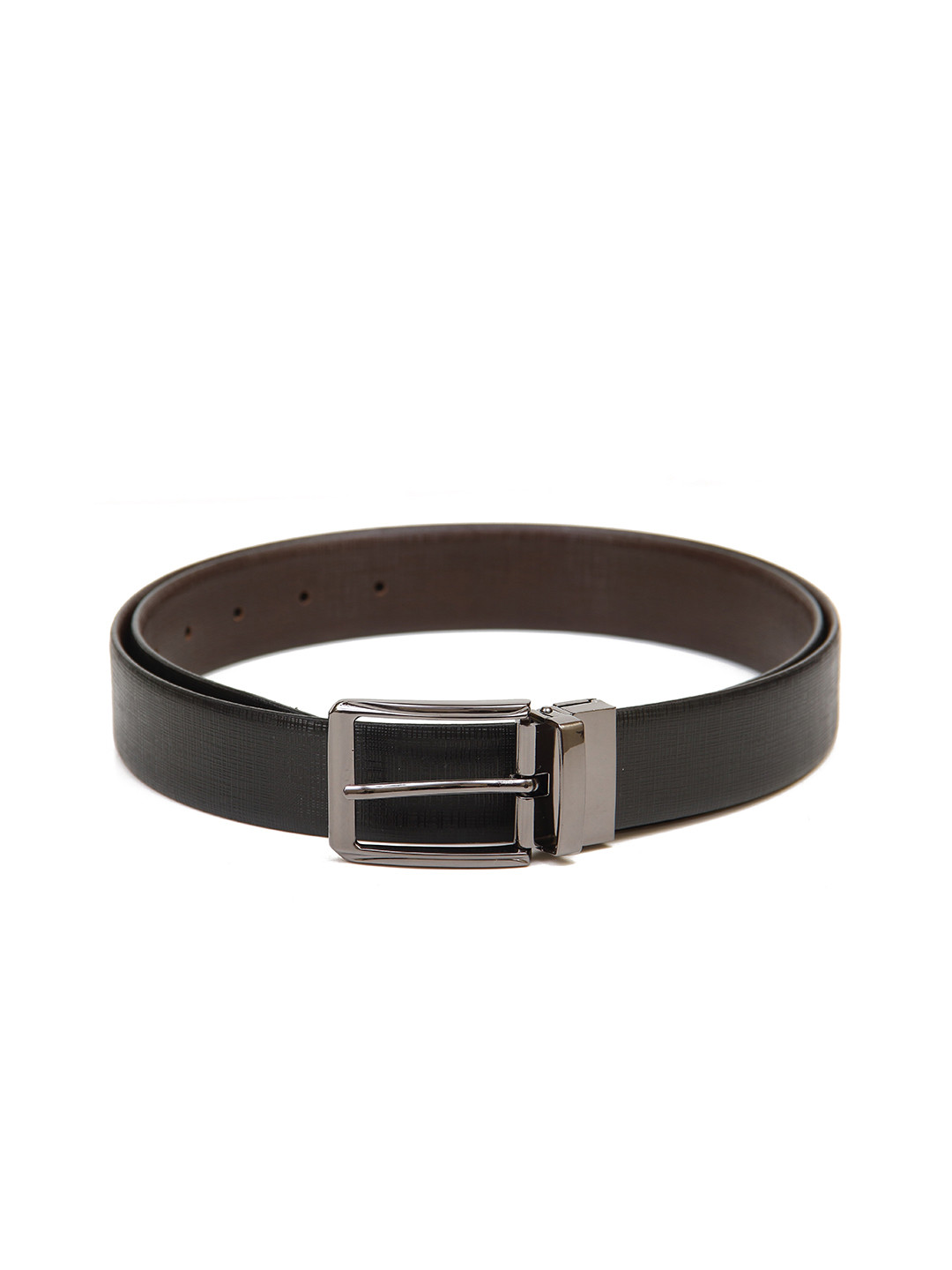 

Calvadoss Men Black Textured Leather Reversible Formal Belt
