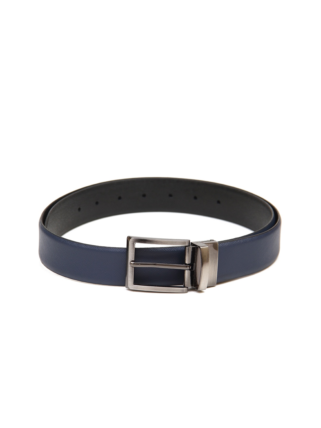 

Calvadoss Men Blue Textured Leather Reversible Formal Belt