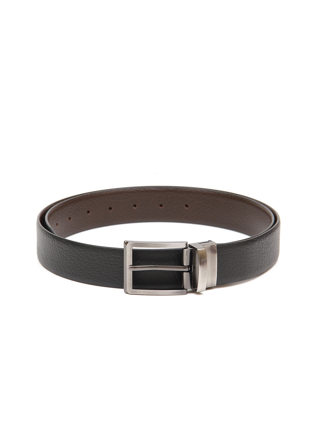 

Calvadoss Men Black & Brown Textured Genuine Leather Reversible Formal Belt