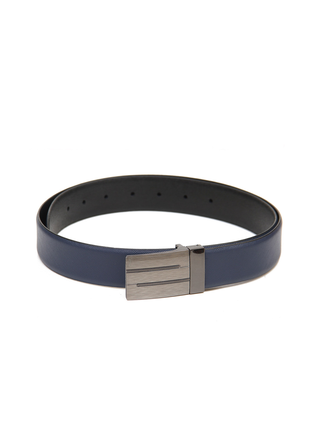 

Calvadoss Men Blue Textured Leather Reversible Formal Belt