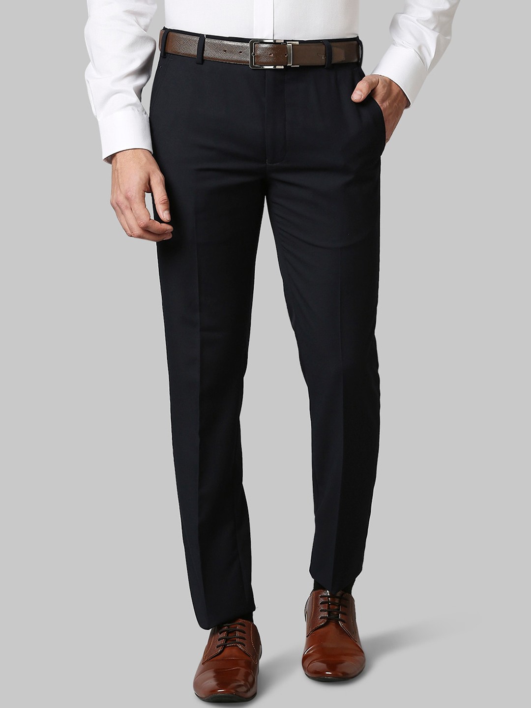 

Park Avenue Men Blue Checked Slim Fit Formal Trousers