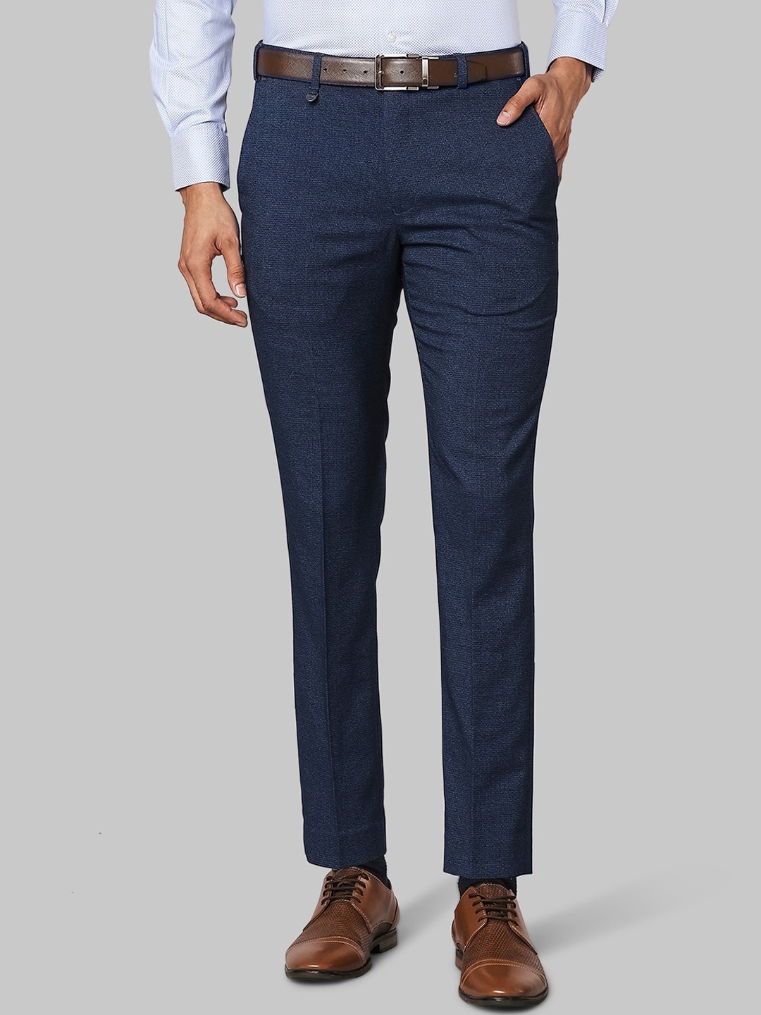 

Park Avenue Men Blue Checked Formal Trousers