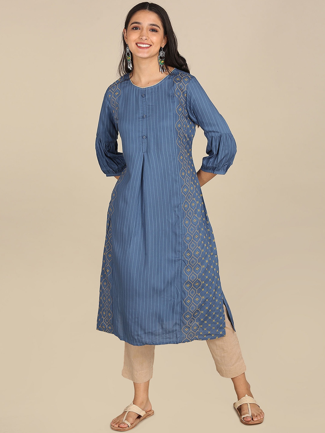 

Karigari Women Blue Ethnic Motifs Kurta