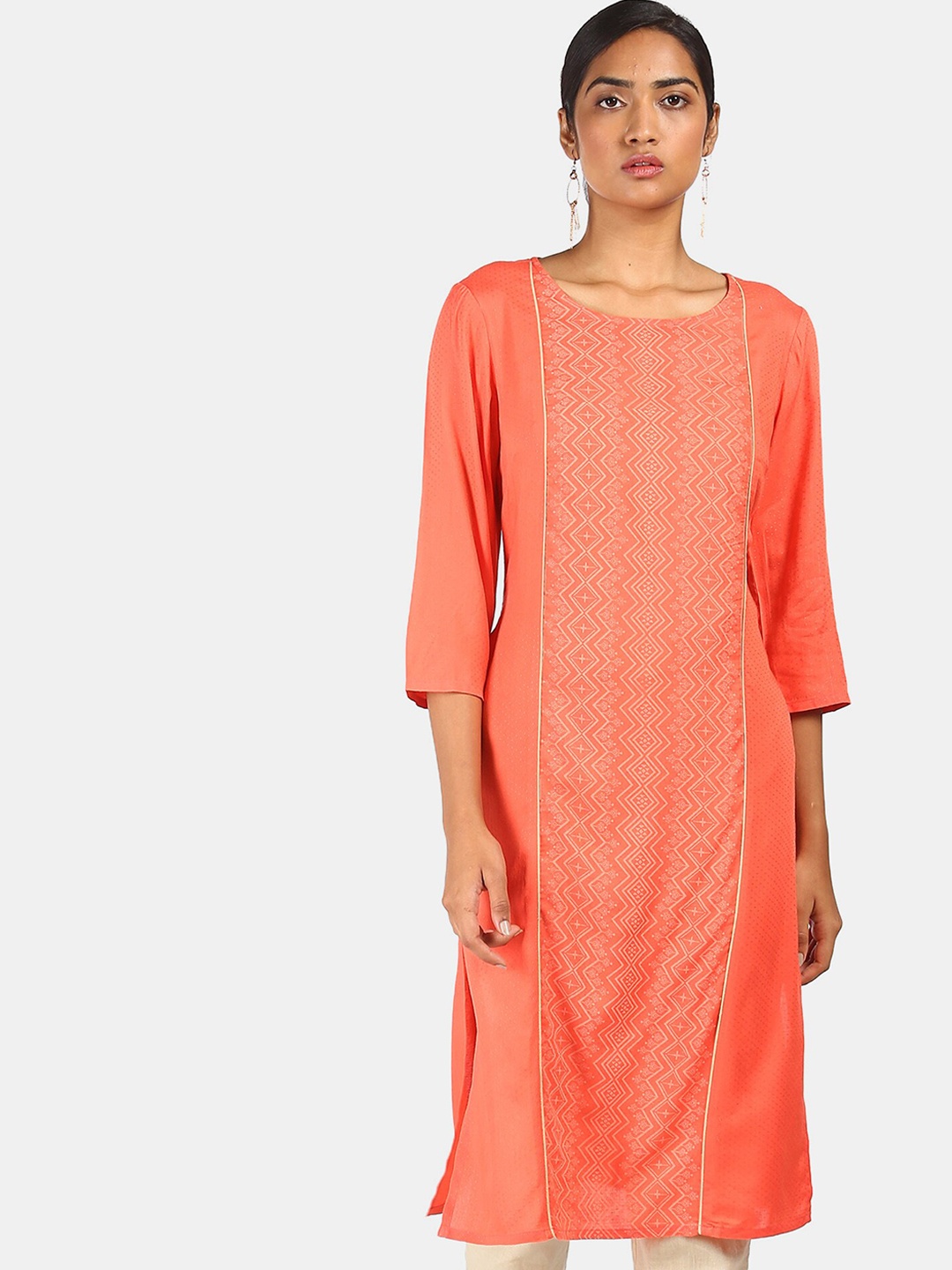 

Karigari Women Orange Chikankari Kurta