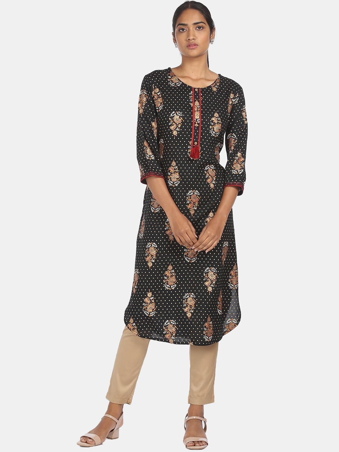 

Karigari Women Black Ethnic Motifs Printed Flared Sleeves Kurta