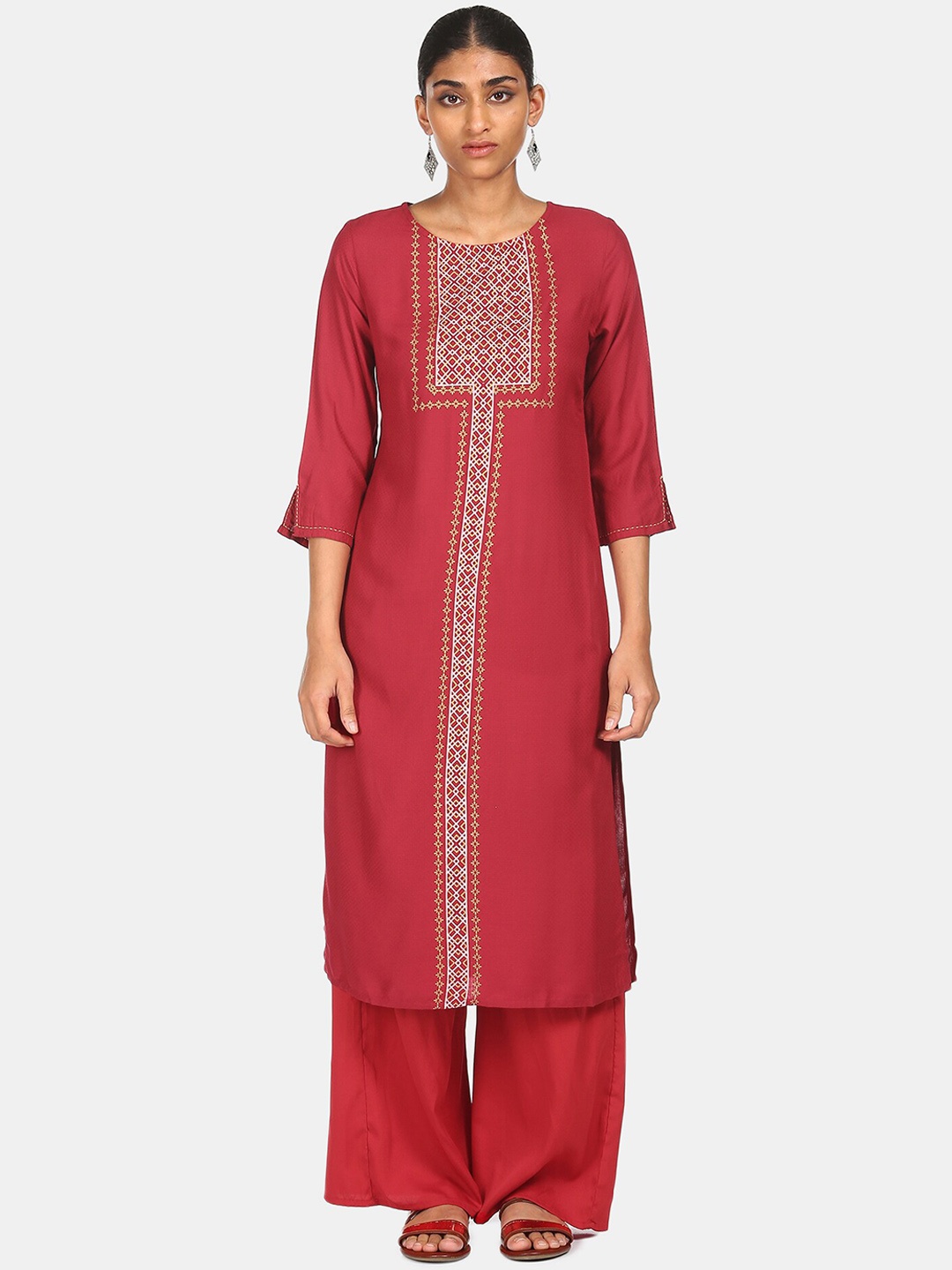 

Karigari Women Red Thread Work Kurta