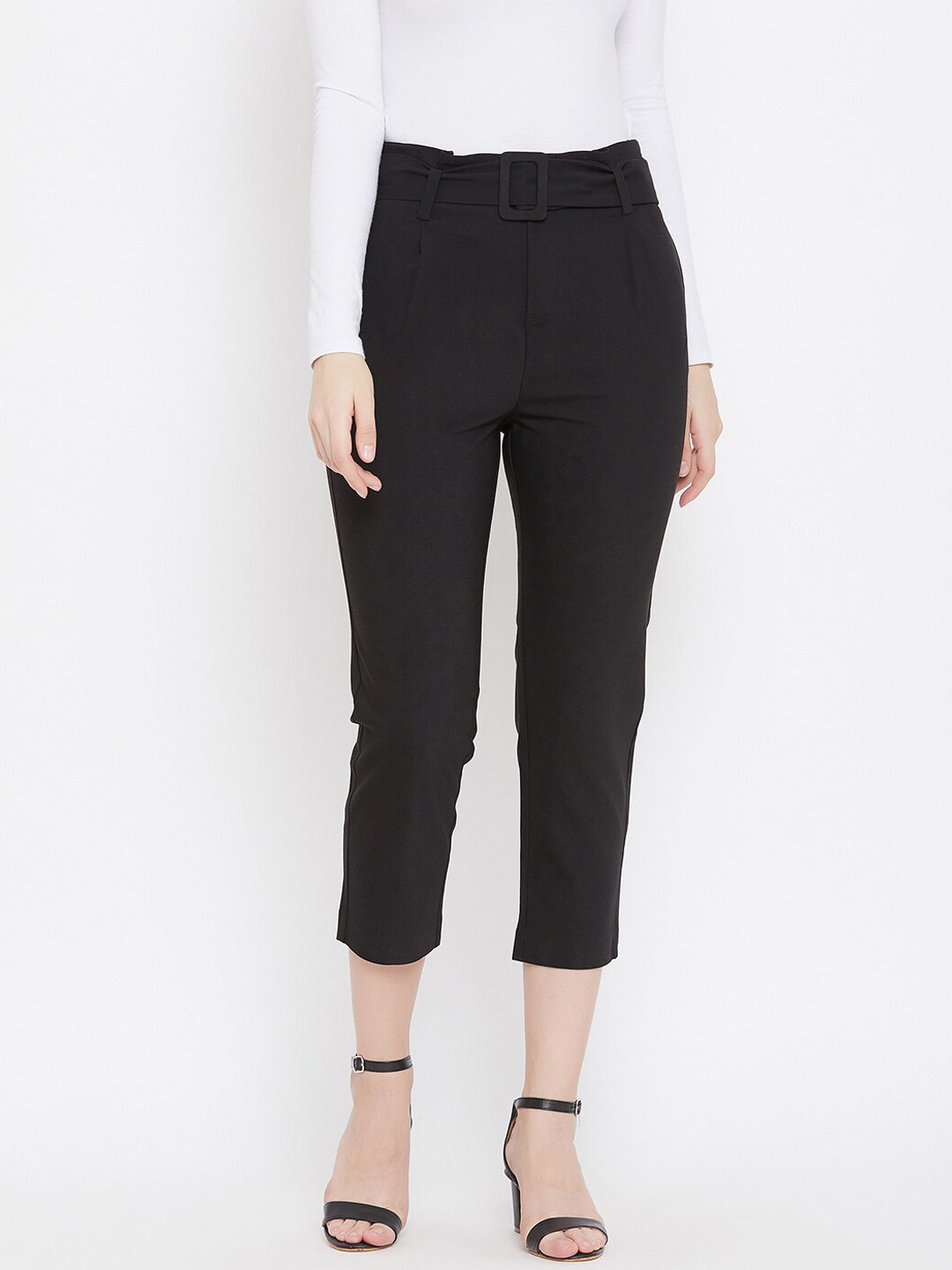 

Madame Women Black Pleated Trousers