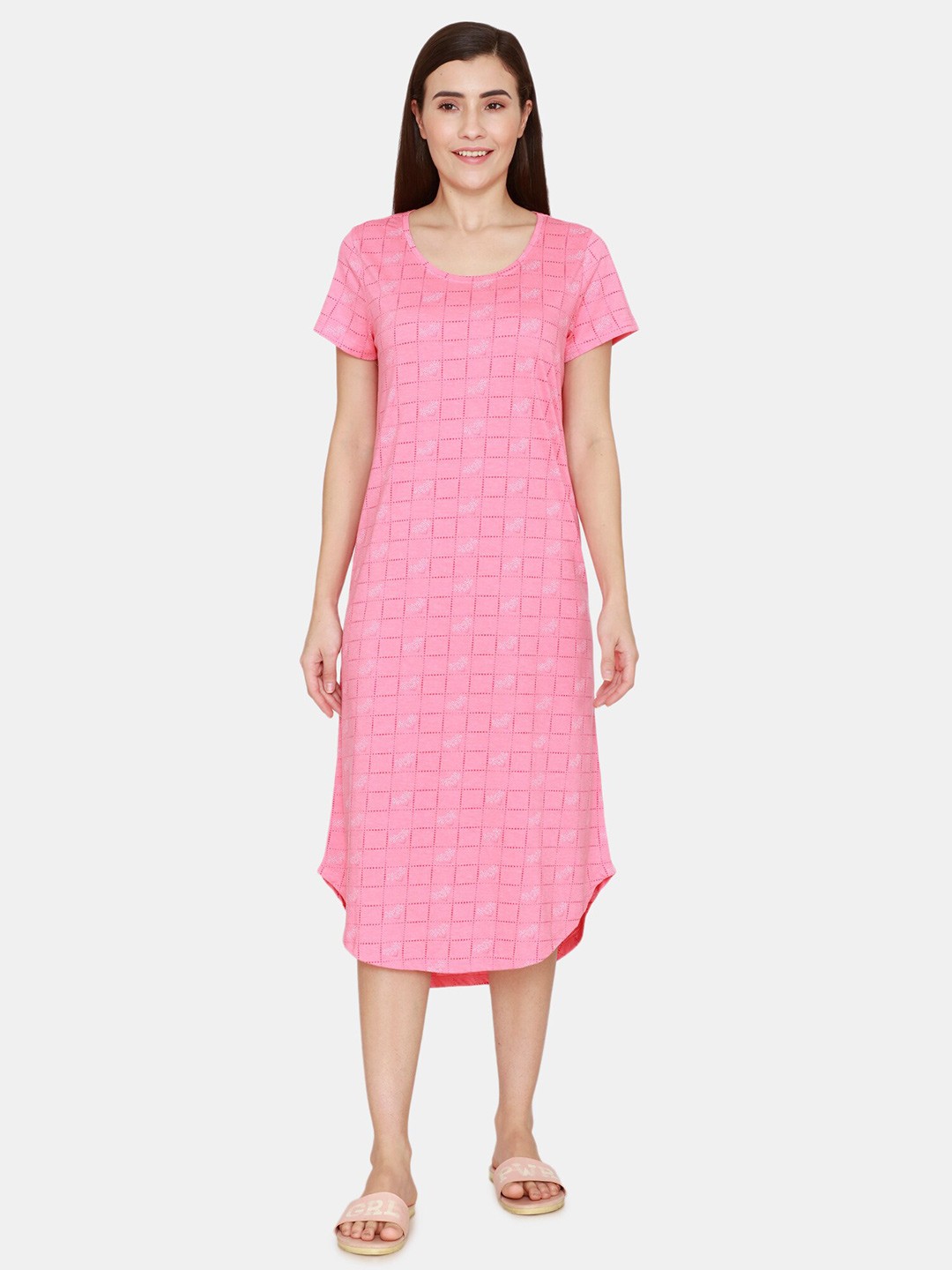 

Rosaline by Zivame Pink Printed Nightdress