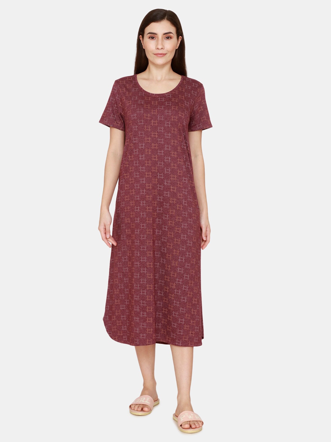 

Rosaline by Zivame Red Printed Nightdress