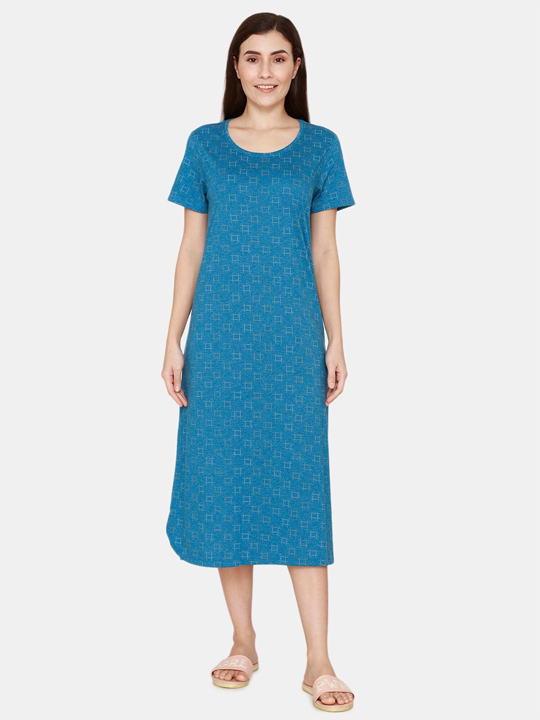 

Rosaline by Zivame Blue Printed Nightdress