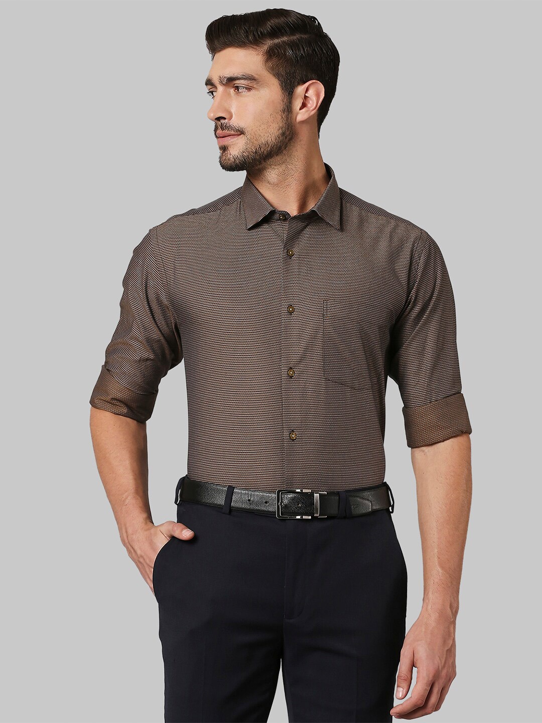 

Park Avenue Men Brown Slim Fit Opaque Formal Shirt