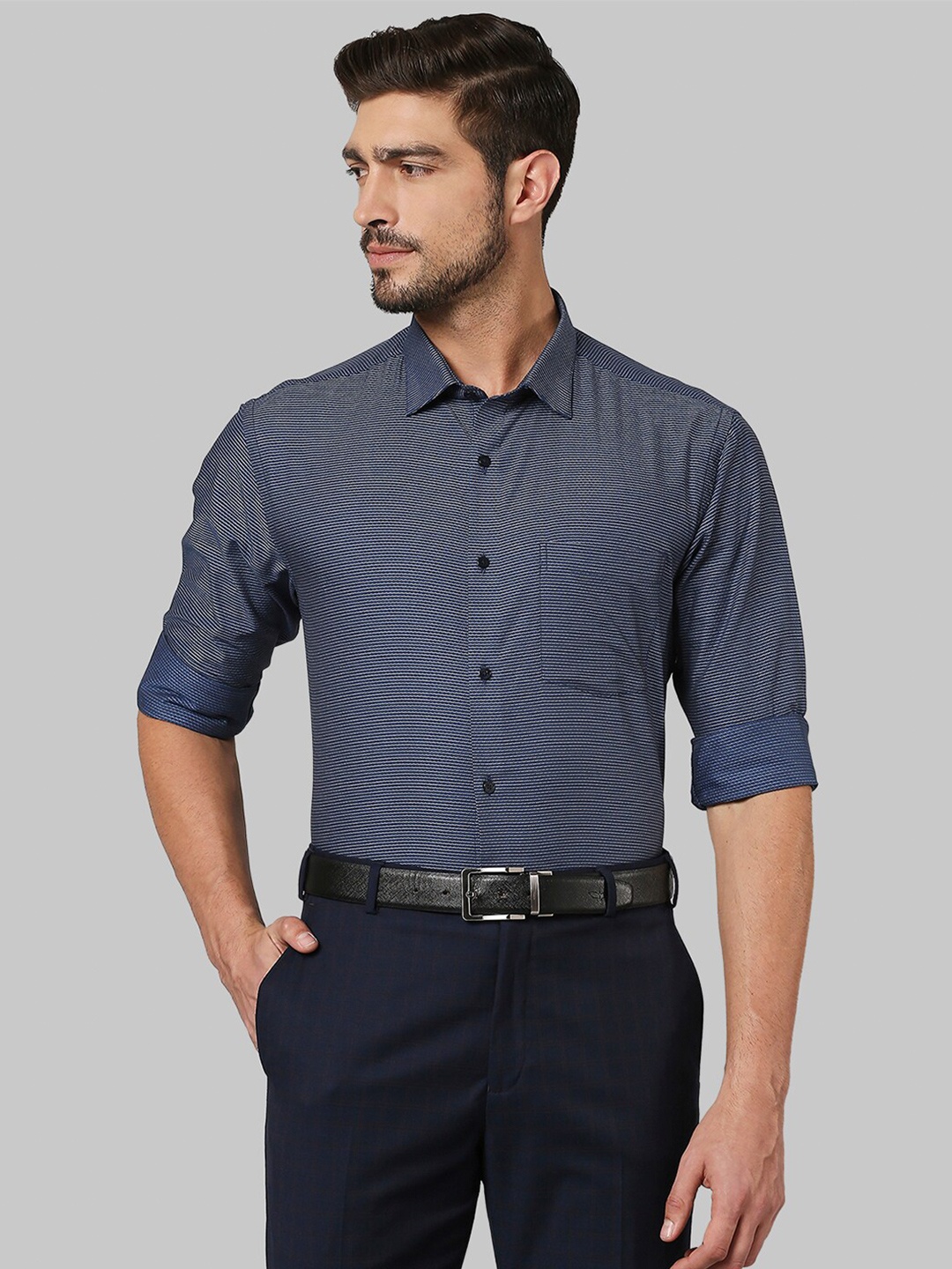 

Park Avenue Men Navy Blue Slim Fit Opaque Formal Shirt