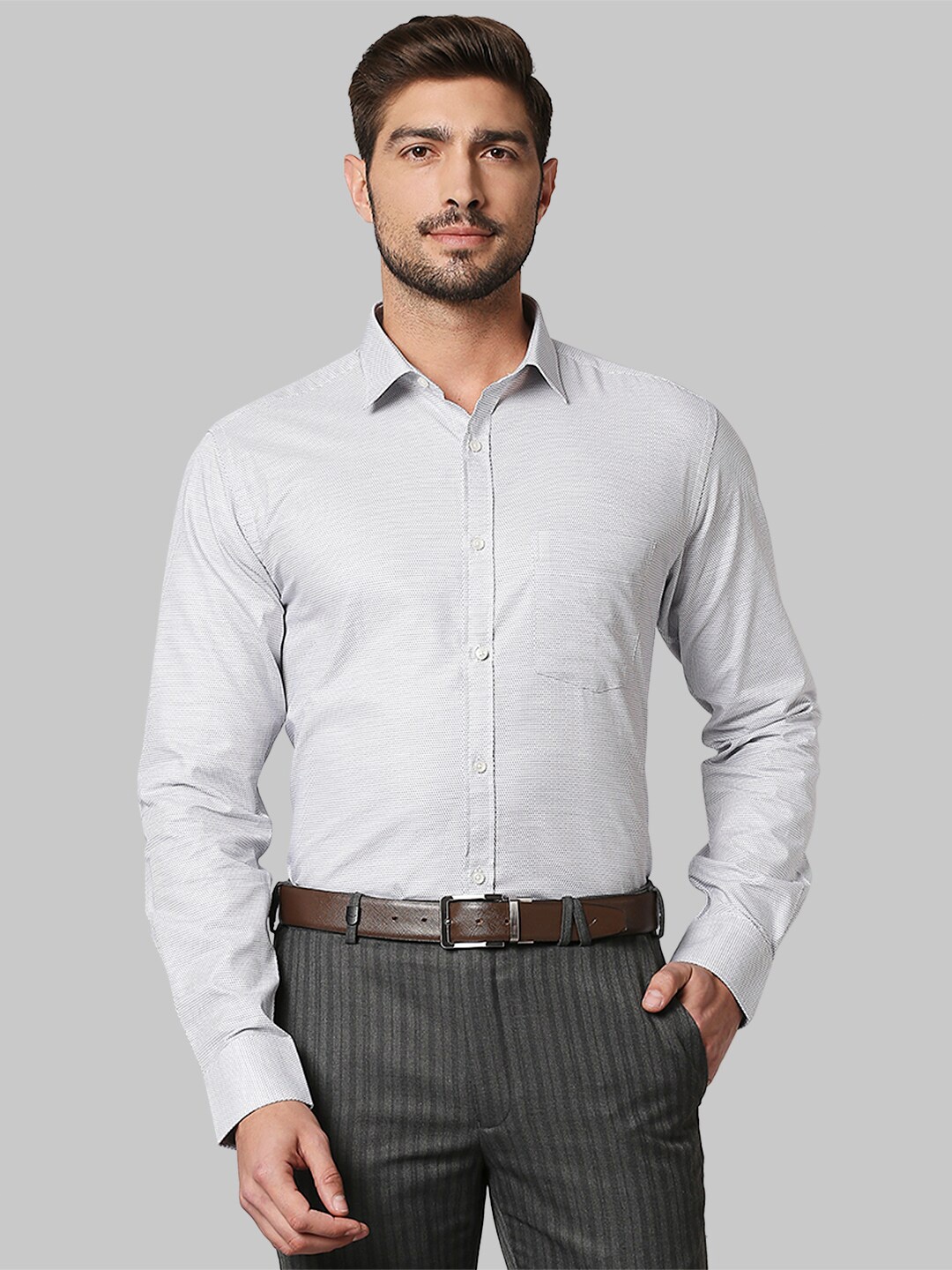 

Park Avenue Men Grey Slim Fit Opaque Formal Shirt
