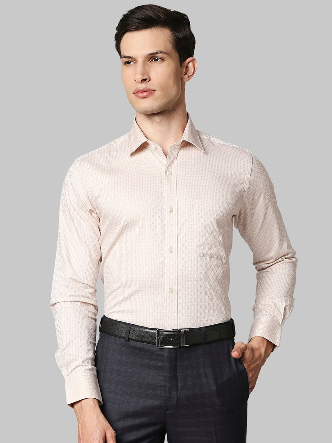 

Raymond Men Beige Opaque Printed Formal Shirt