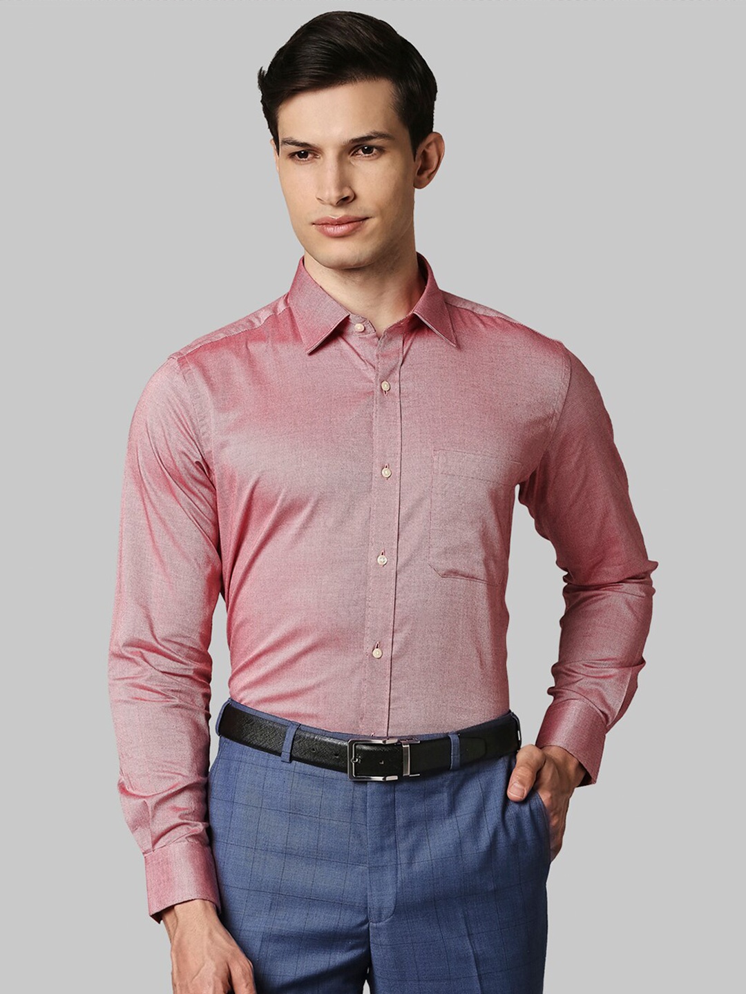 

Raymond Men Red Opaque Textured Cotton Formal Shirt