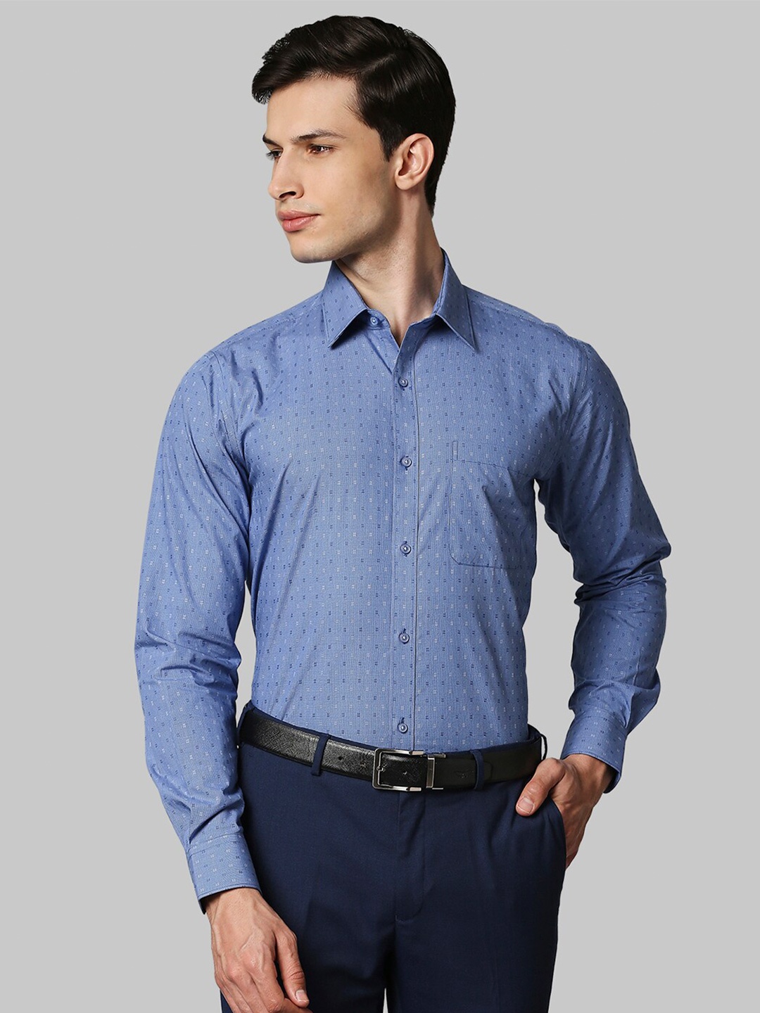 

Raymond Men Blue Opaque Printed Formal Shirt