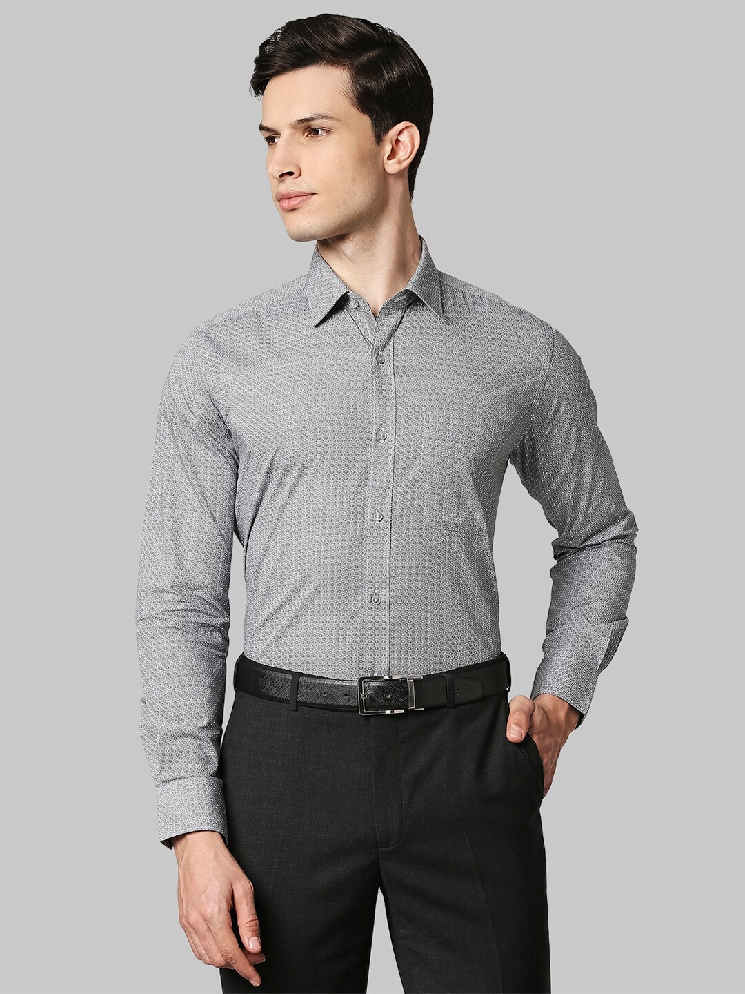 

Raymond Men Grey Opaque Printed Formal Shirt