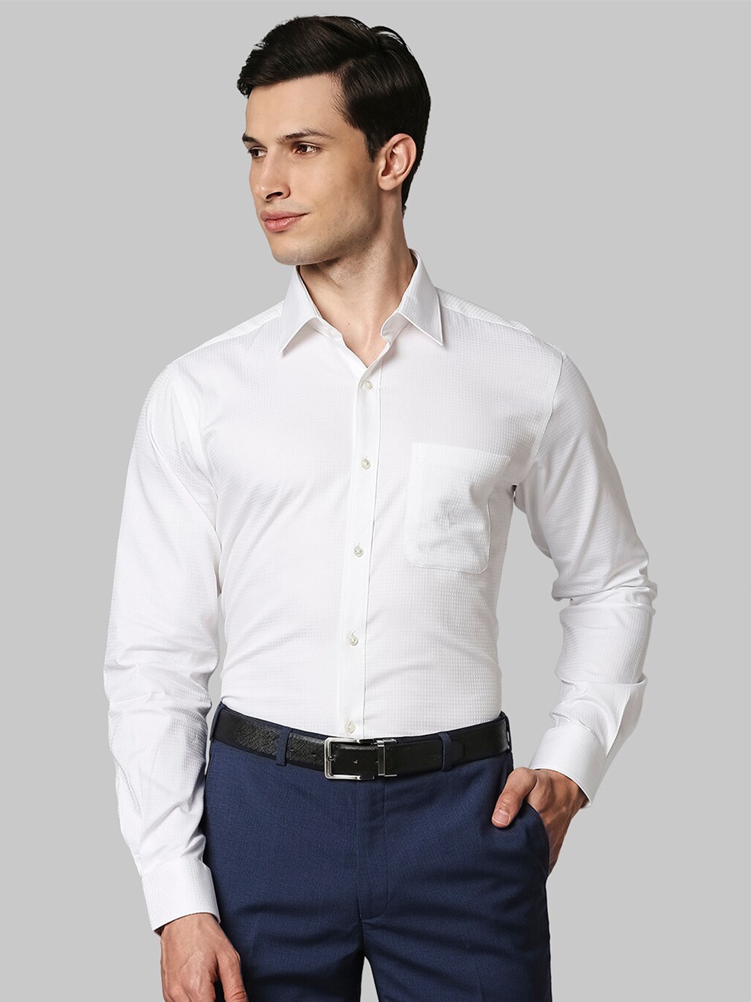 

Raymond Men White Opaque Textured Cotton Formal Shirt