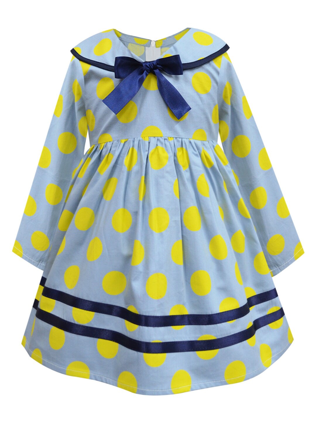 

A T U N Blue & Yellow Printed Dress