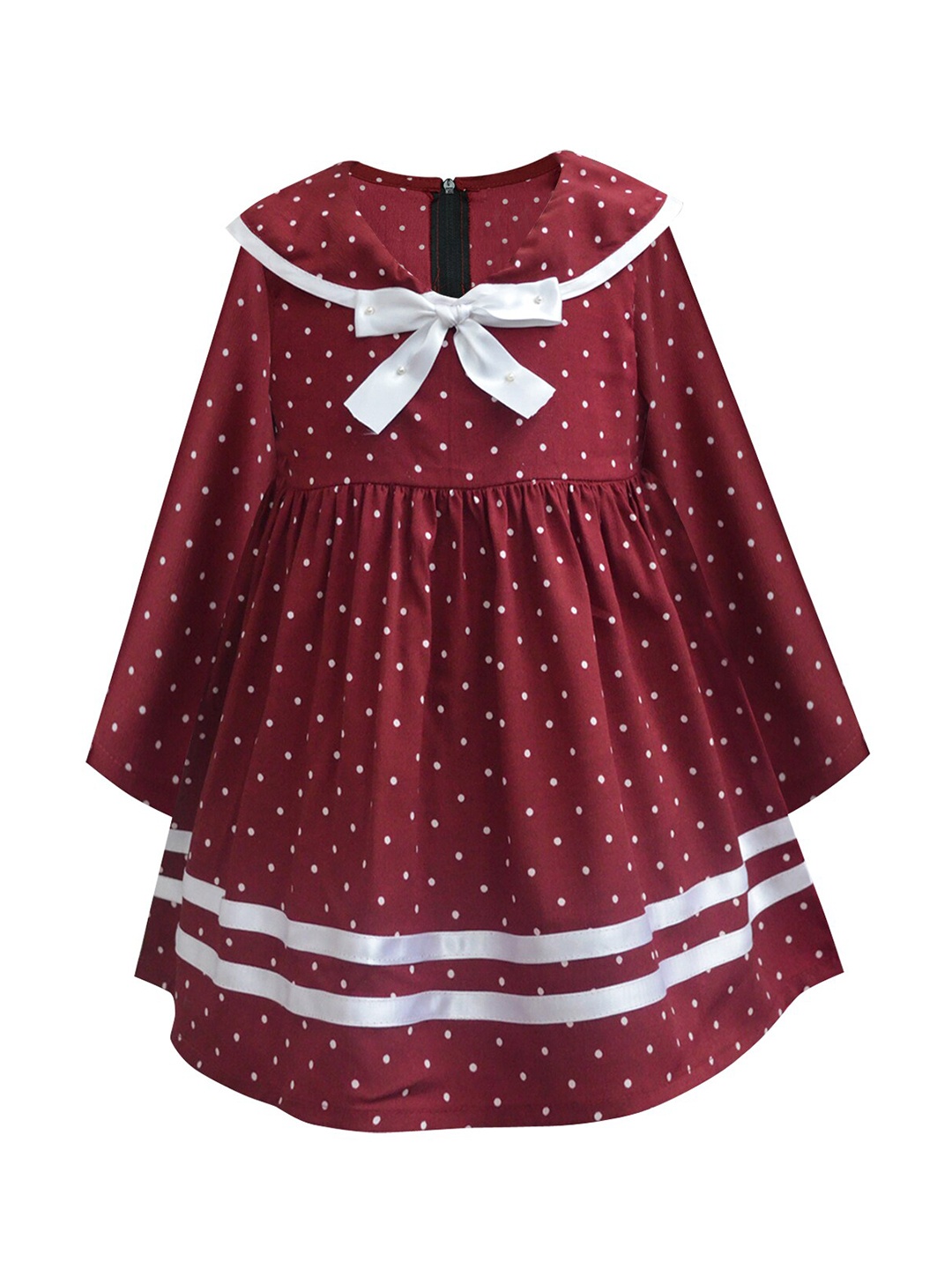 

A T U N Maroon Printed Dress