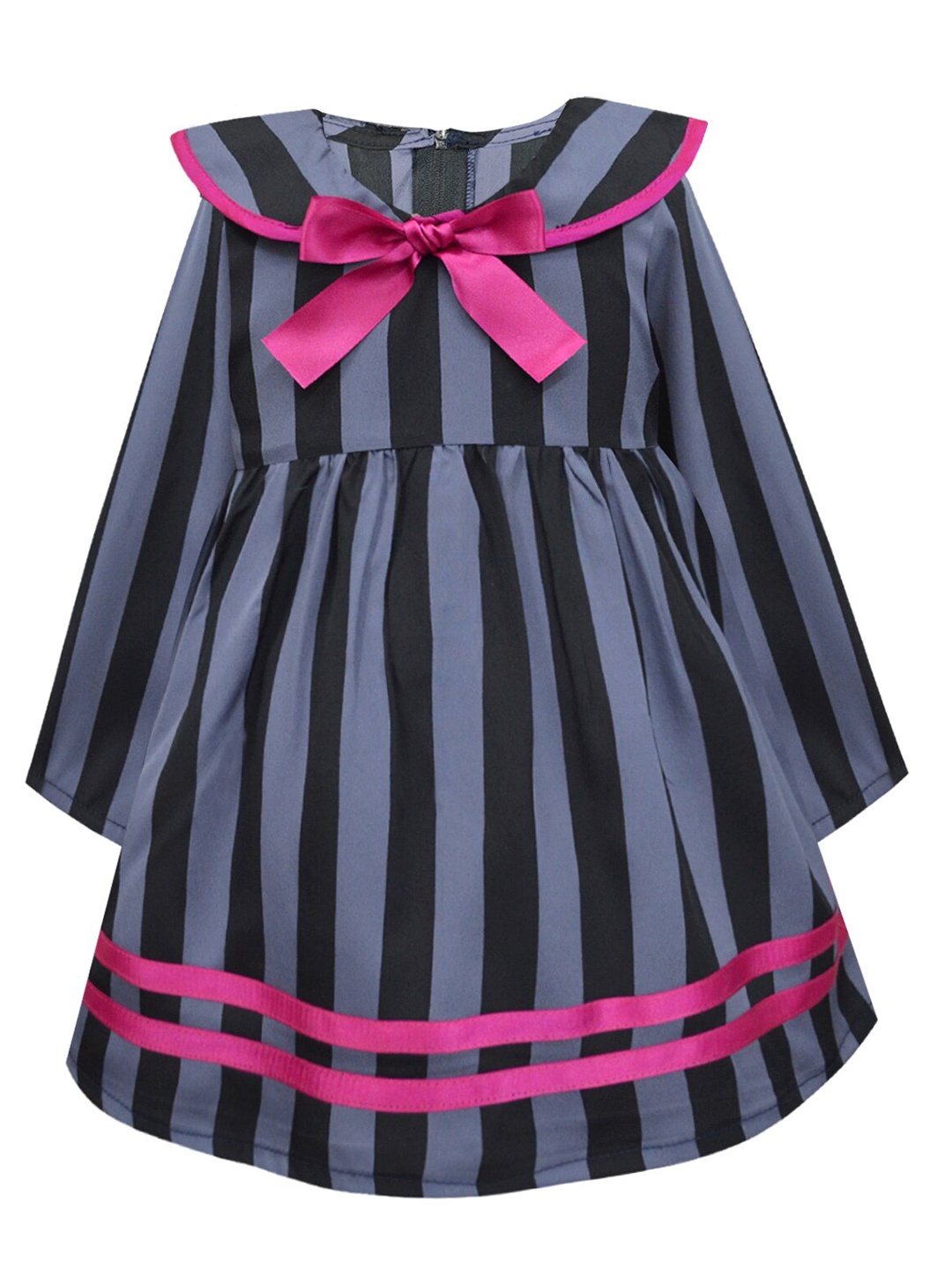

A T U N Grey & Black Striped Dress