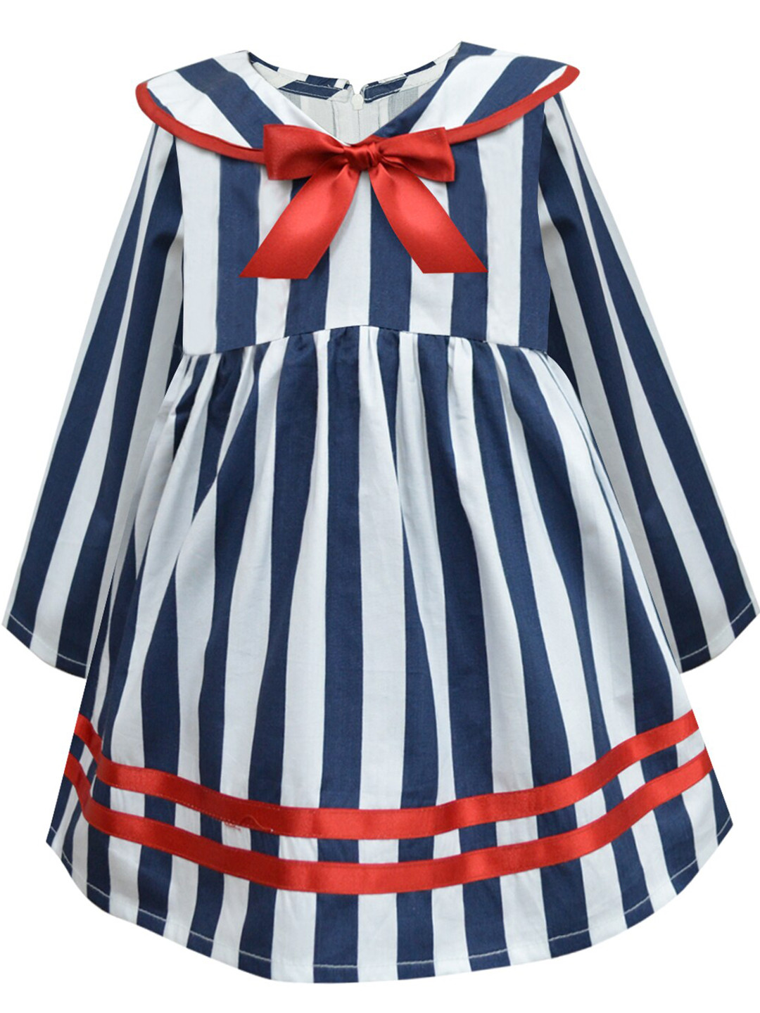 

A T U N Navy Blue Striped Dress