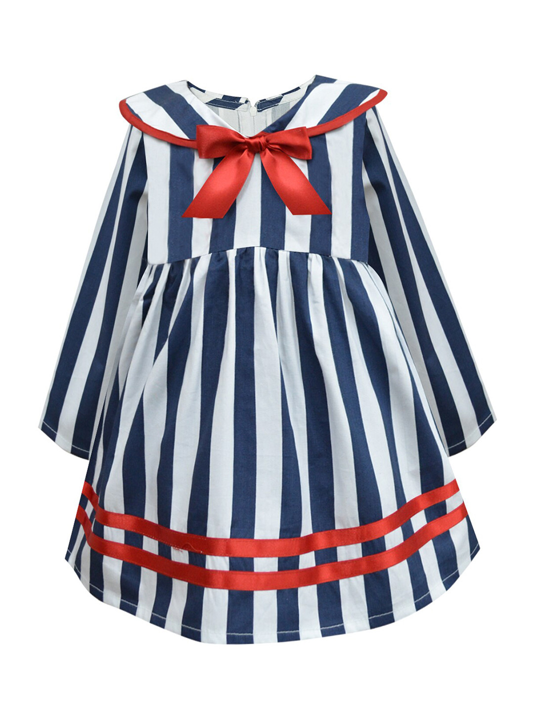 

A T U N Navy Blue Striped Dress