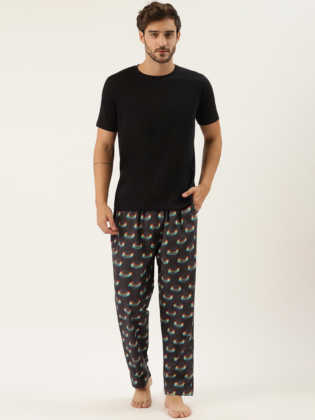 

Rapra The Label Men Black Printed Lounge Pants