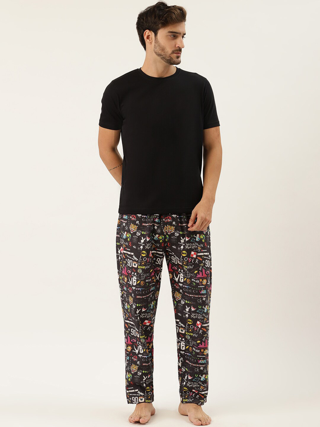 

Rapra The Label Men Black Printed Lounge Pants