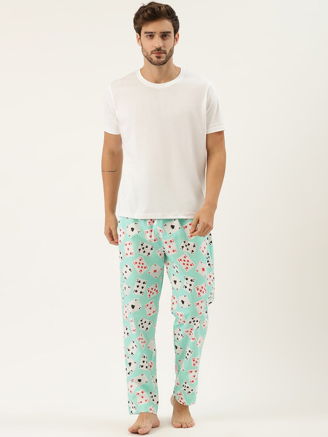 

Rapra The Label Men Turquoise Blue Printed Lounge Pants