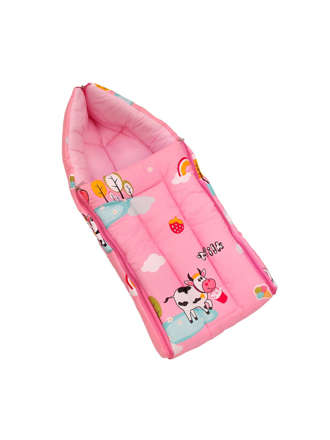 

Baby Moo Kids Pink & White Printed Cotton Sleeping Bag