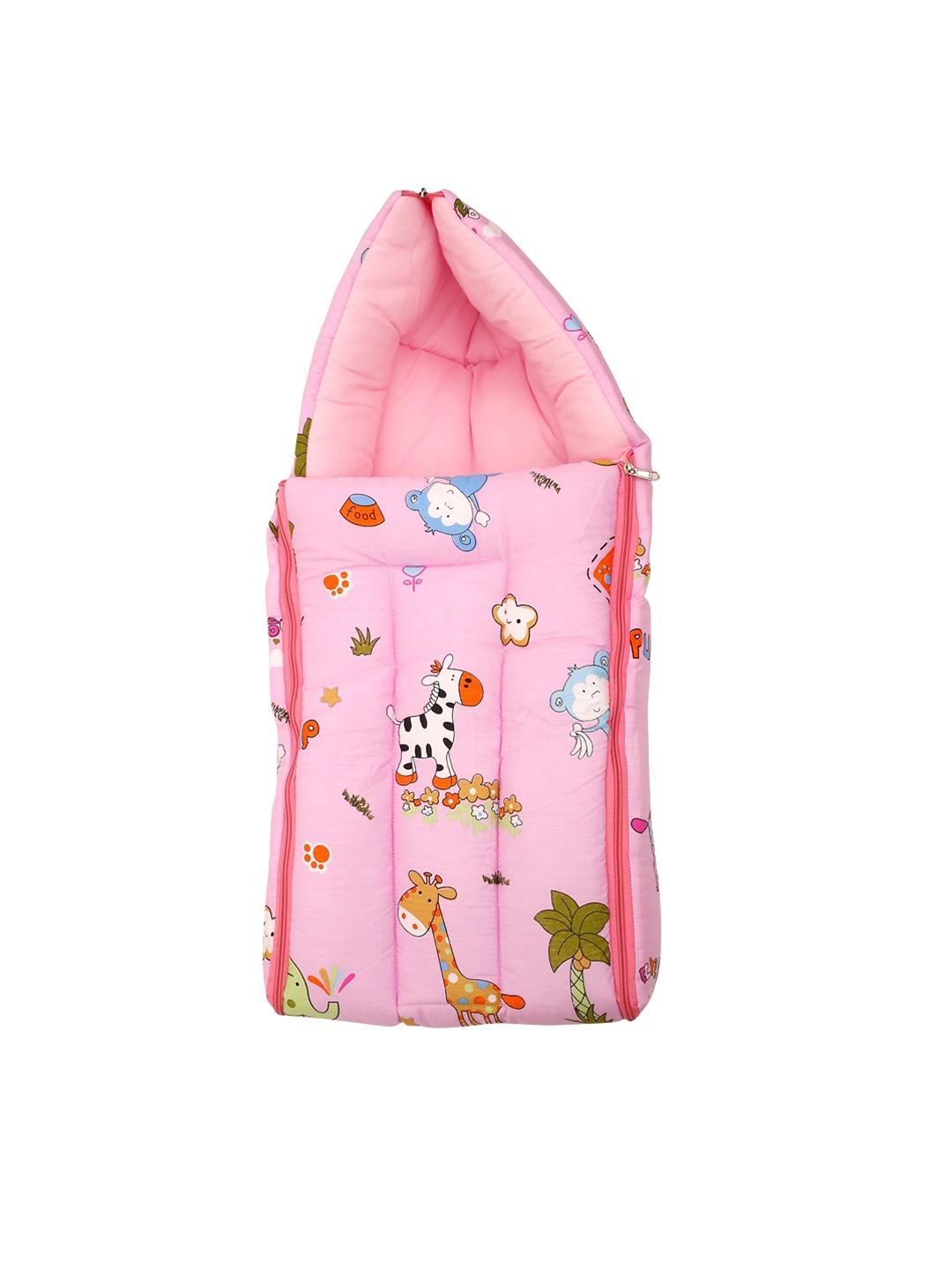 

Baby Moo Infant Kids Pink & Brown Printed Cotton Sleeping Bag