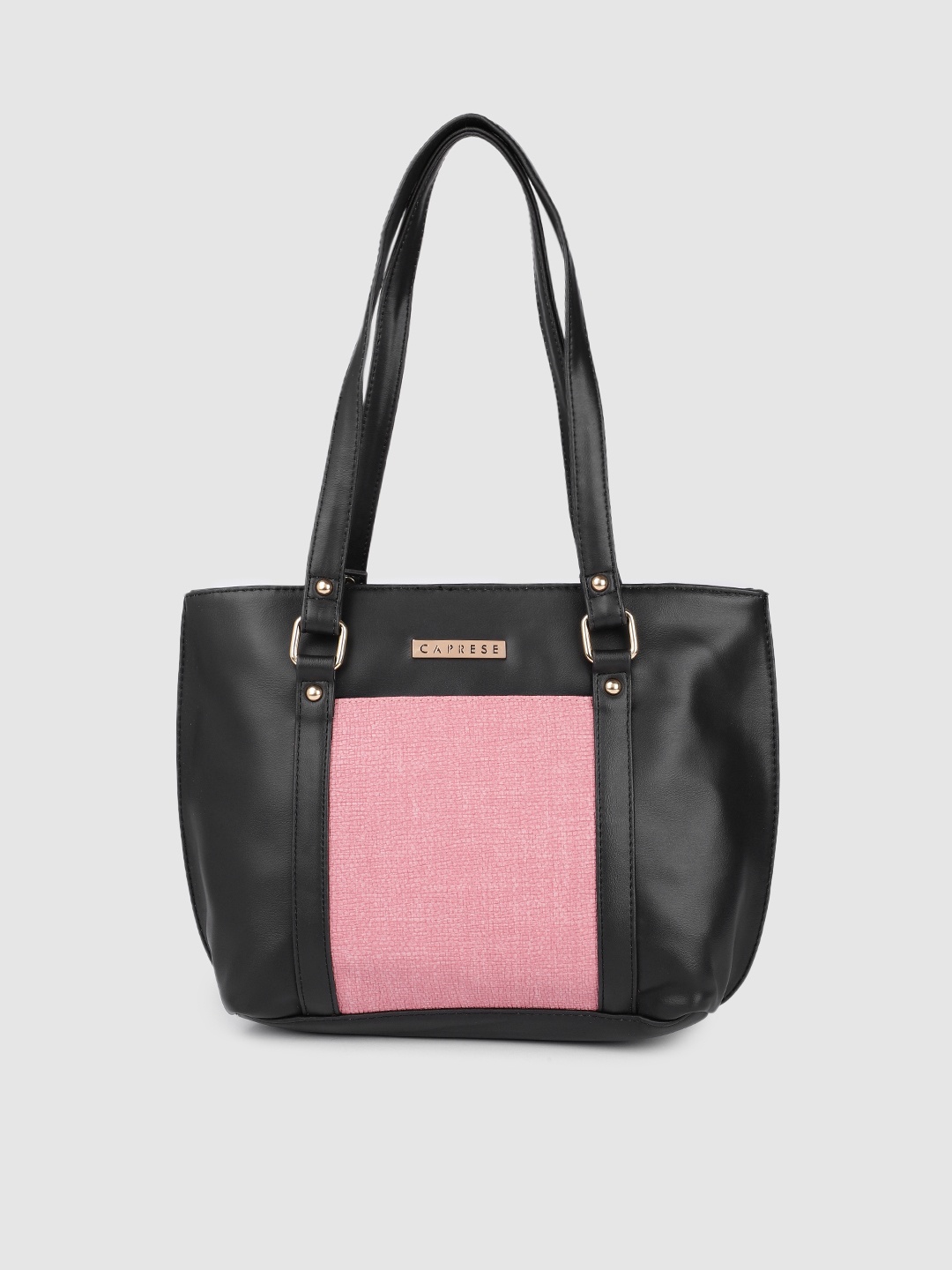 

Caprese Black & Pink Colourblocked BRITON Structured Shoulder Bag