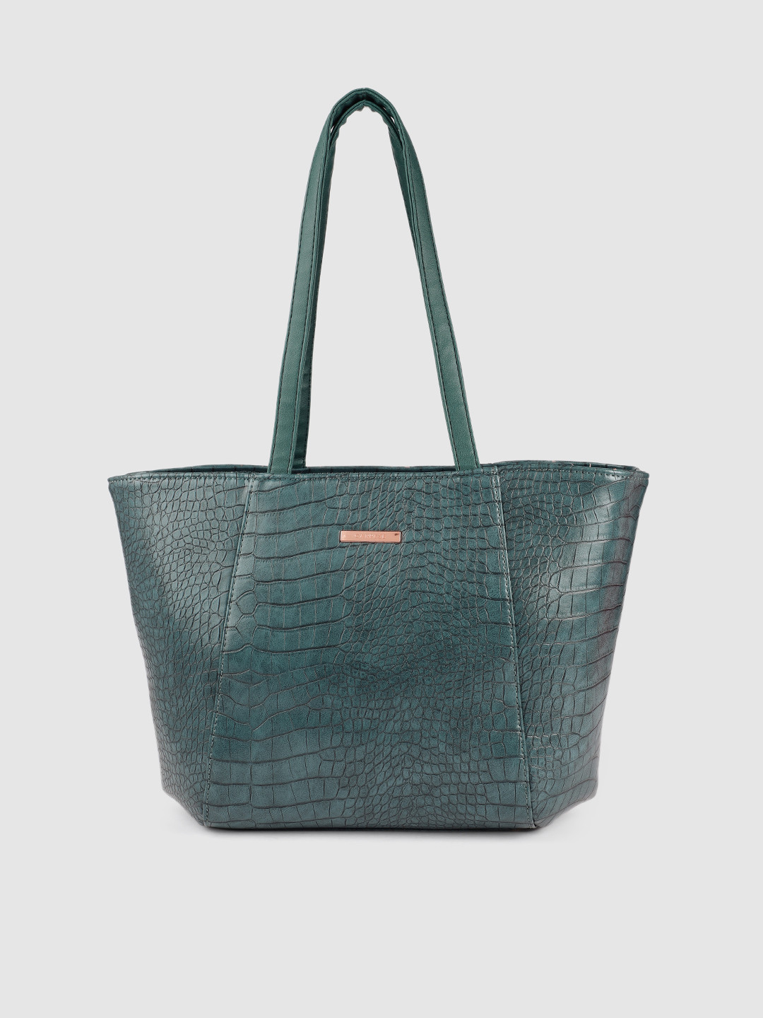 

Caprese Green Animal Textured PU Structured Shoulder Bag