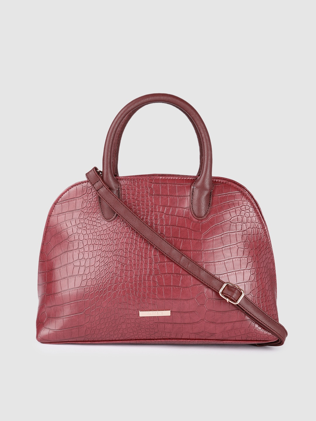 

Caprese Maroon Croc Textured ZOIA Handheld Bag