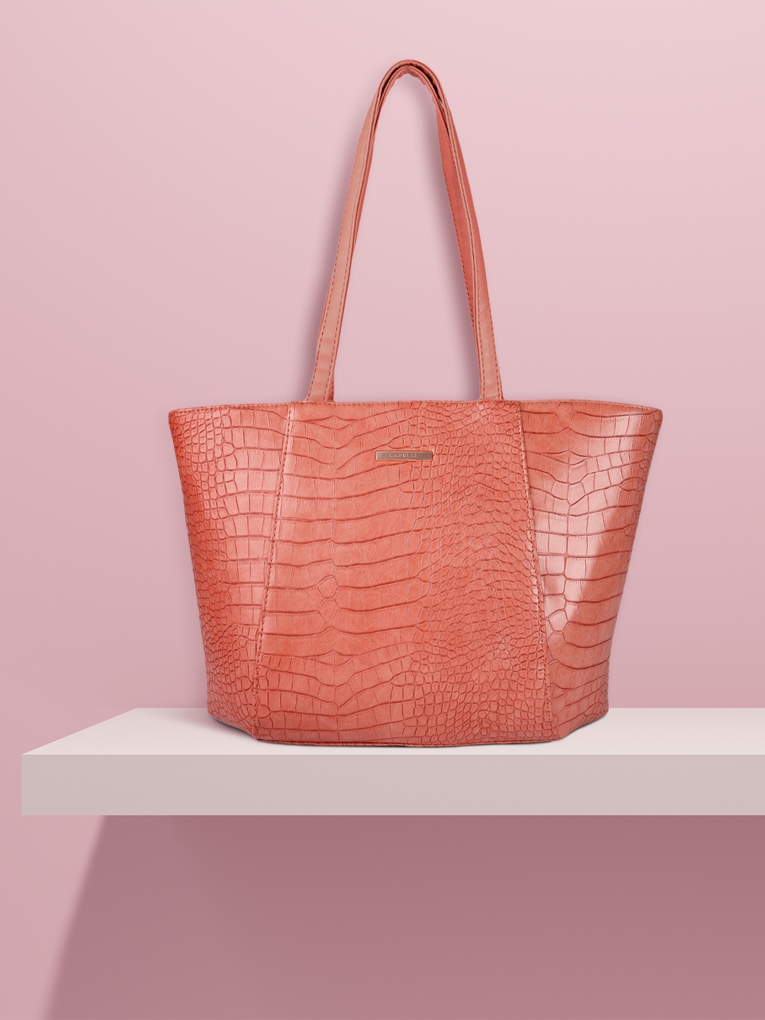 

Caprese Coral Croc Textured MOONLIGHT Shoulder Bag