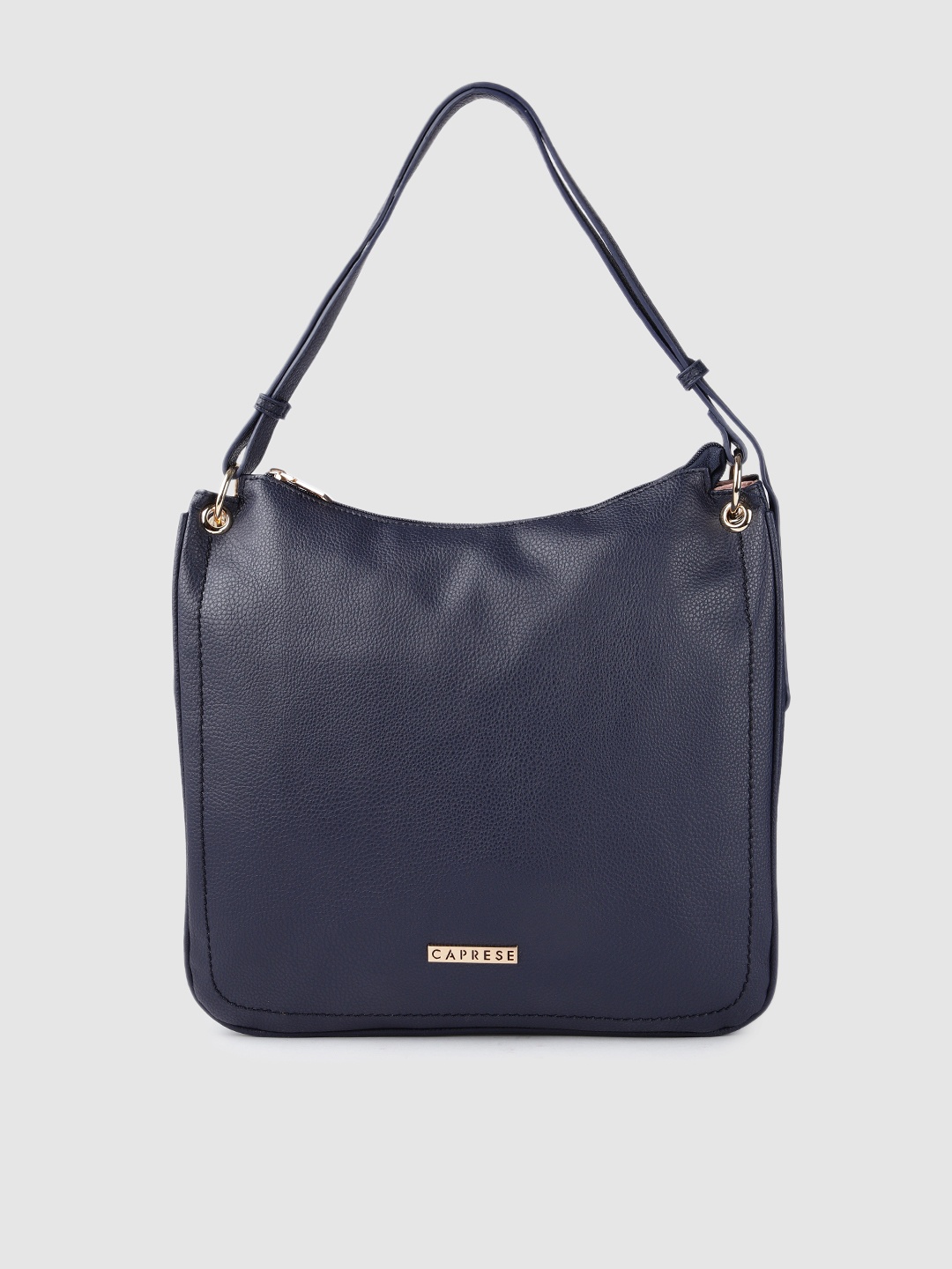 

Caprese Navy Blue PU Structured Hobo Bag