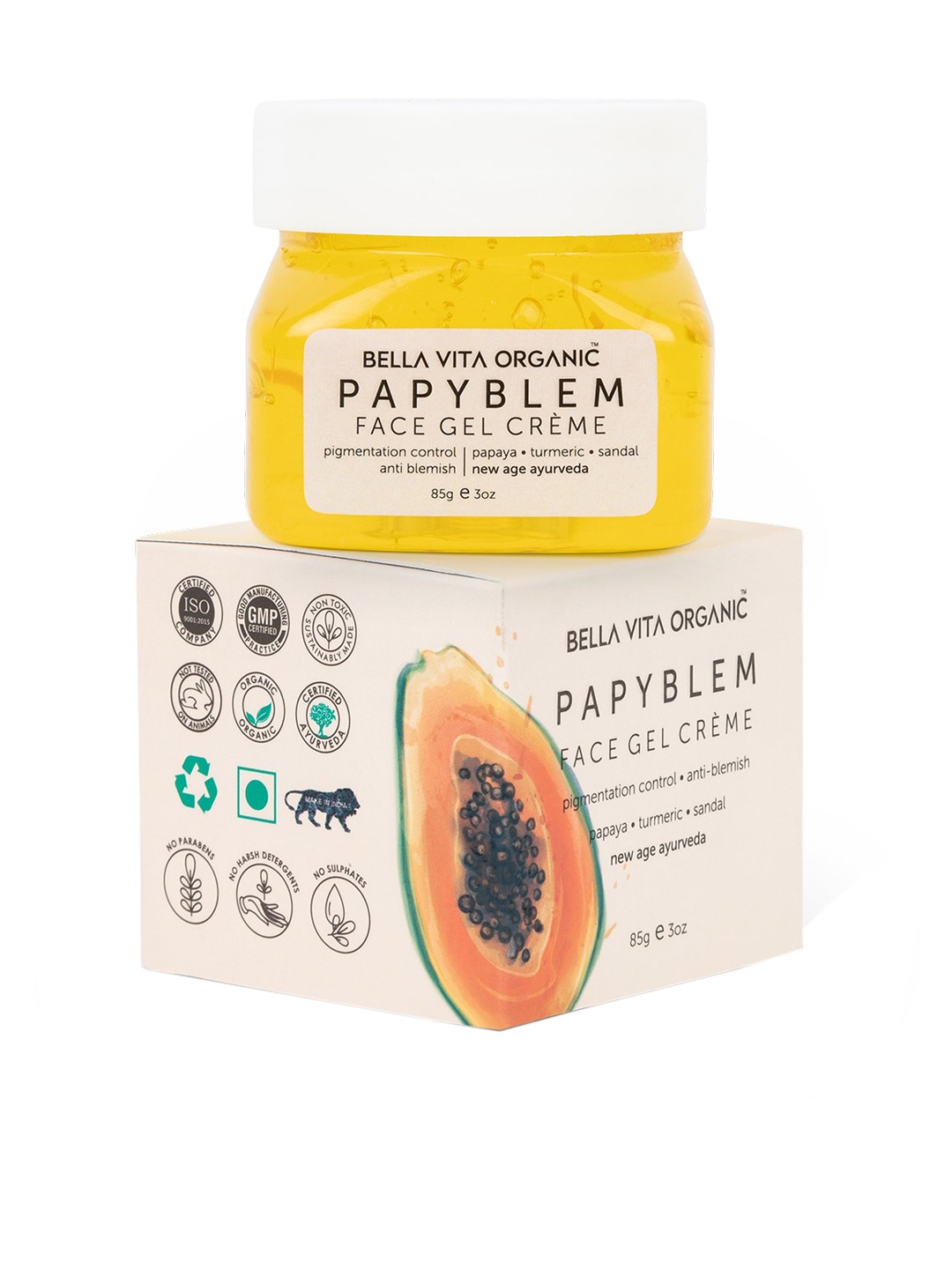 

Bella Vita Organic PapyBlem Gel with Papaya & Saffron - 85 g, Yellow