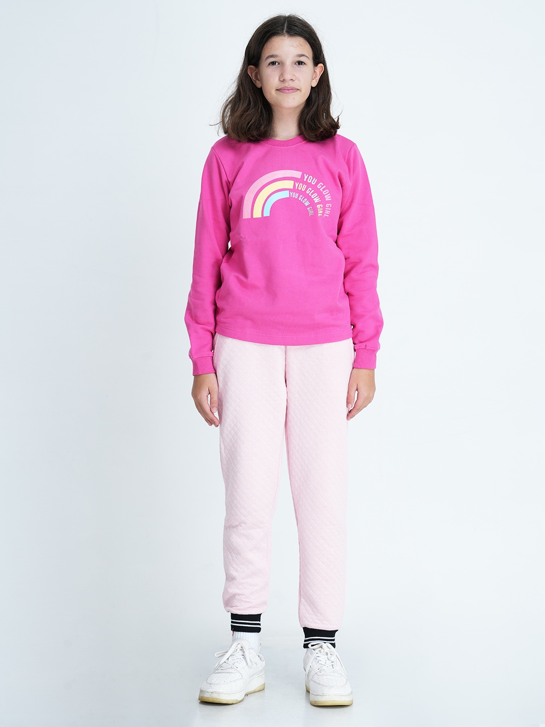 

mackly Girls Pink Textured Joggers