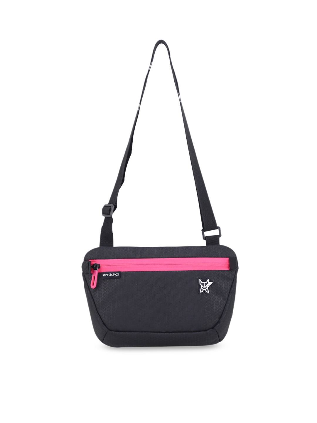 

Arctic Fox Pink & Black Geometric Printed PU Structured Sling Bag